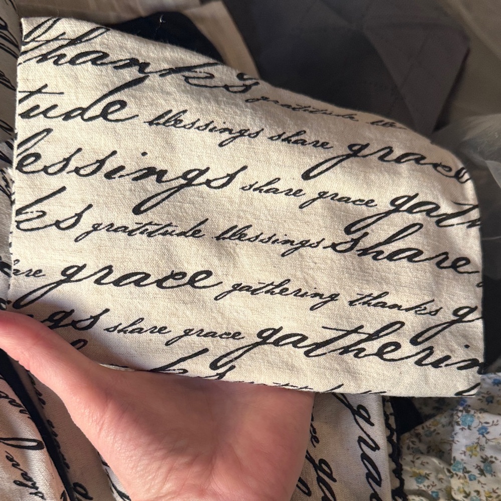 Handwritten Script Print Cotton Napkin - Black on Cream
